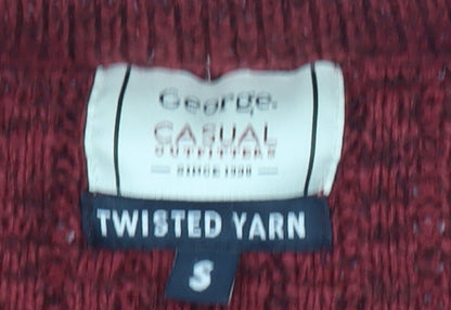 George Men’s Red Crew Neck Knit Jumper Pullover Size S