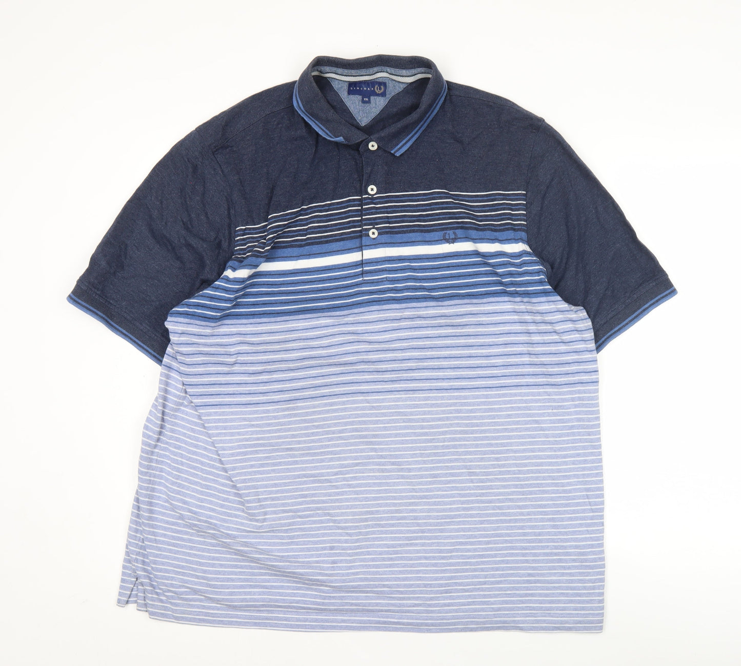 Lincoln Men's Blue Striped Polo Shirt XXL 2XL Cotton Blend Casual