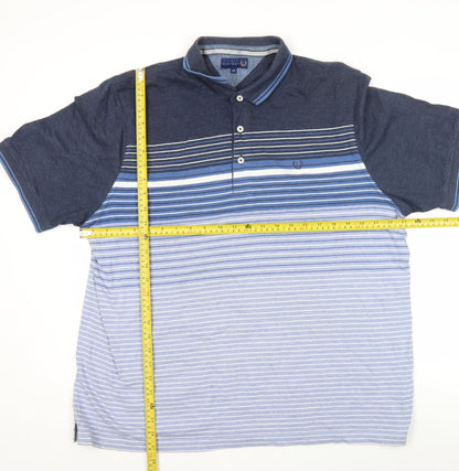 Lincoln Men's Blue Striped Polo Shirt XXL 2XL Cotton Blend Casual