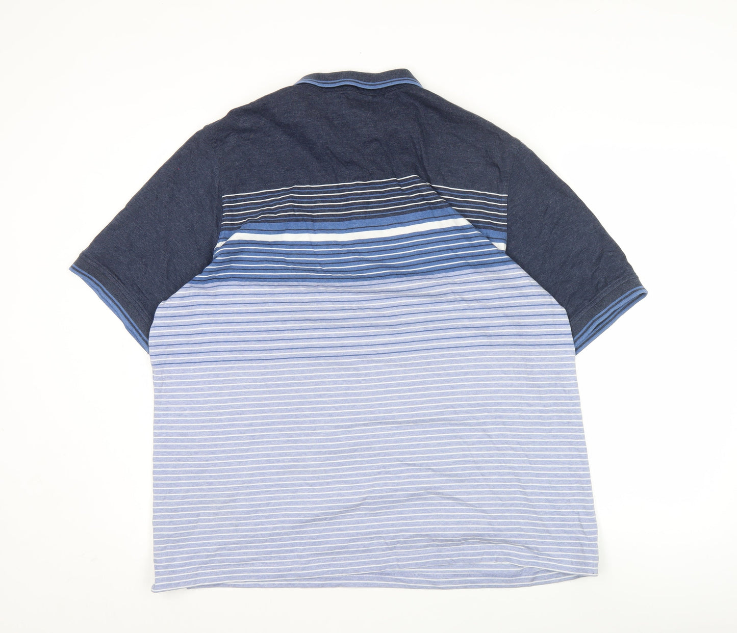 Lincoln Men's Blue Striped Polo Shirt XXL 2XL Cotton Blend Casual