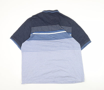 Lincoln Men's Blue Striped Polo Shirt XXL 2XL Cotton Blend Casual