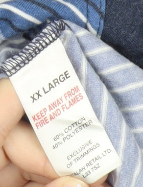 Lincoln Men's Blue Striped Polo Shirt XXL 2XL Cotton Blend Casual