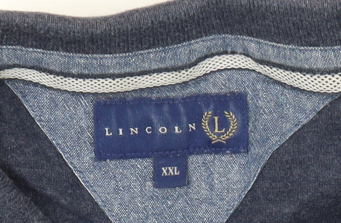 Lincoln Men's Blue Striped Polo Shirt XXL 2XL Cotton Blend Casual