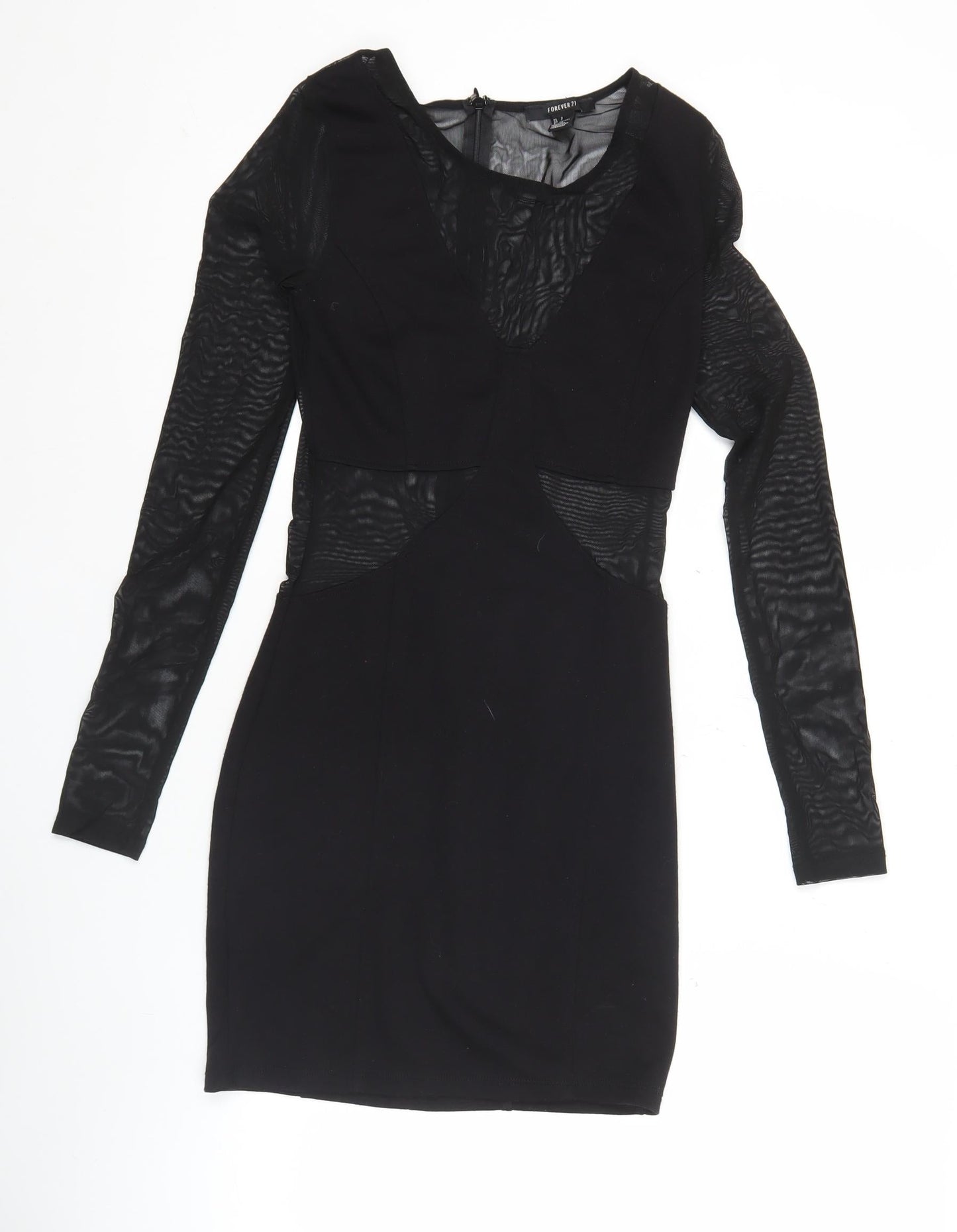 Forever 21 Women’s Black Bodycon Mini Dress Size S Long Sleeve Party