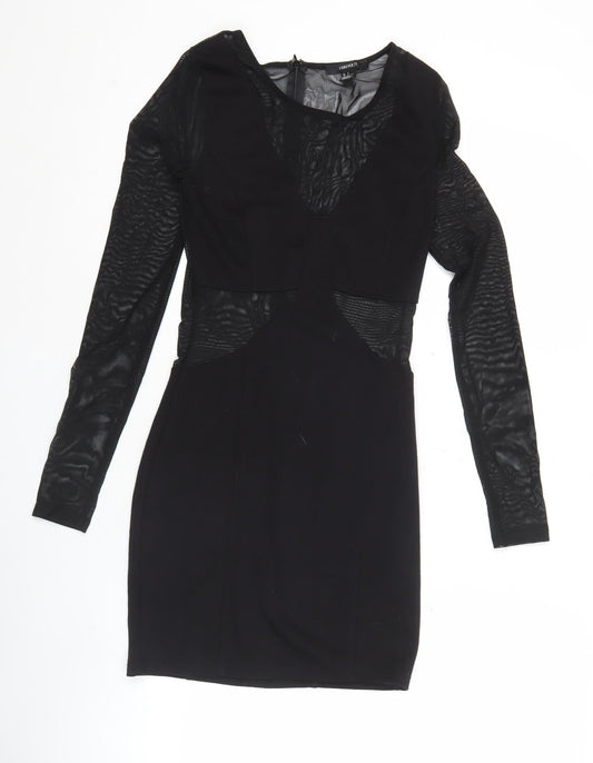 Forever 21 Women’s Black Bodycon Mini Dress Size S Long Sleeve Party