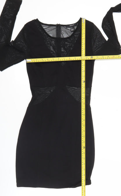 Forever 21 Women’s Black Bodycon Mini Dress Size S Long Sleeve Party