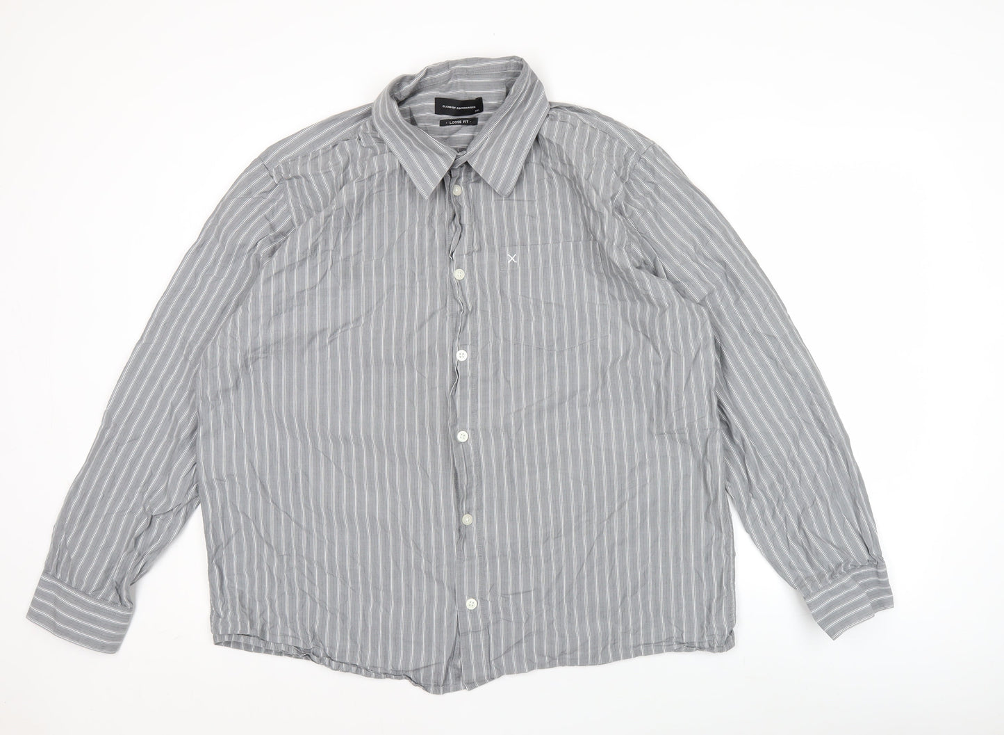 Clean Cut Copenhagen Men's Grey 2XL Striped Long Sleeve Casual Shirt