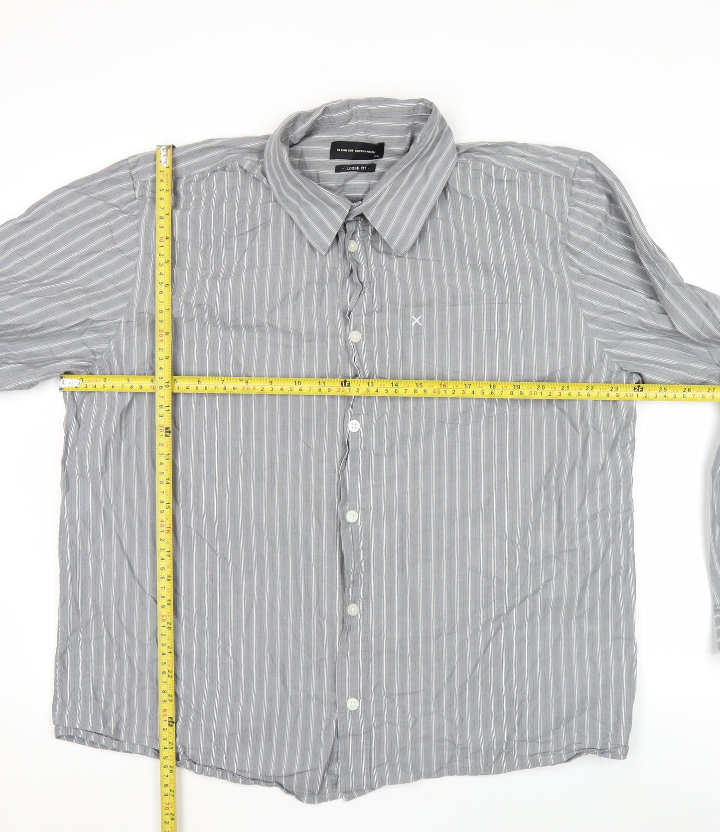 Clean Cut Copenhagen Men's Grey 2XL Striped Long Sleeve Casual Shirt