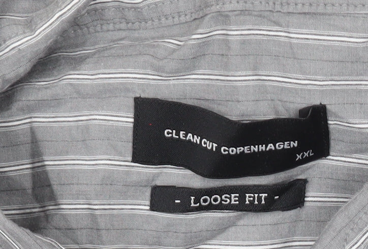 Clean Cut Copenhagen Men's Grey 2XL Striped Long Sleeve Casual Shirt