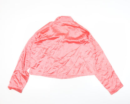 Urban Outfitters Women Pink Satin Button-Up Cropped Shirt M