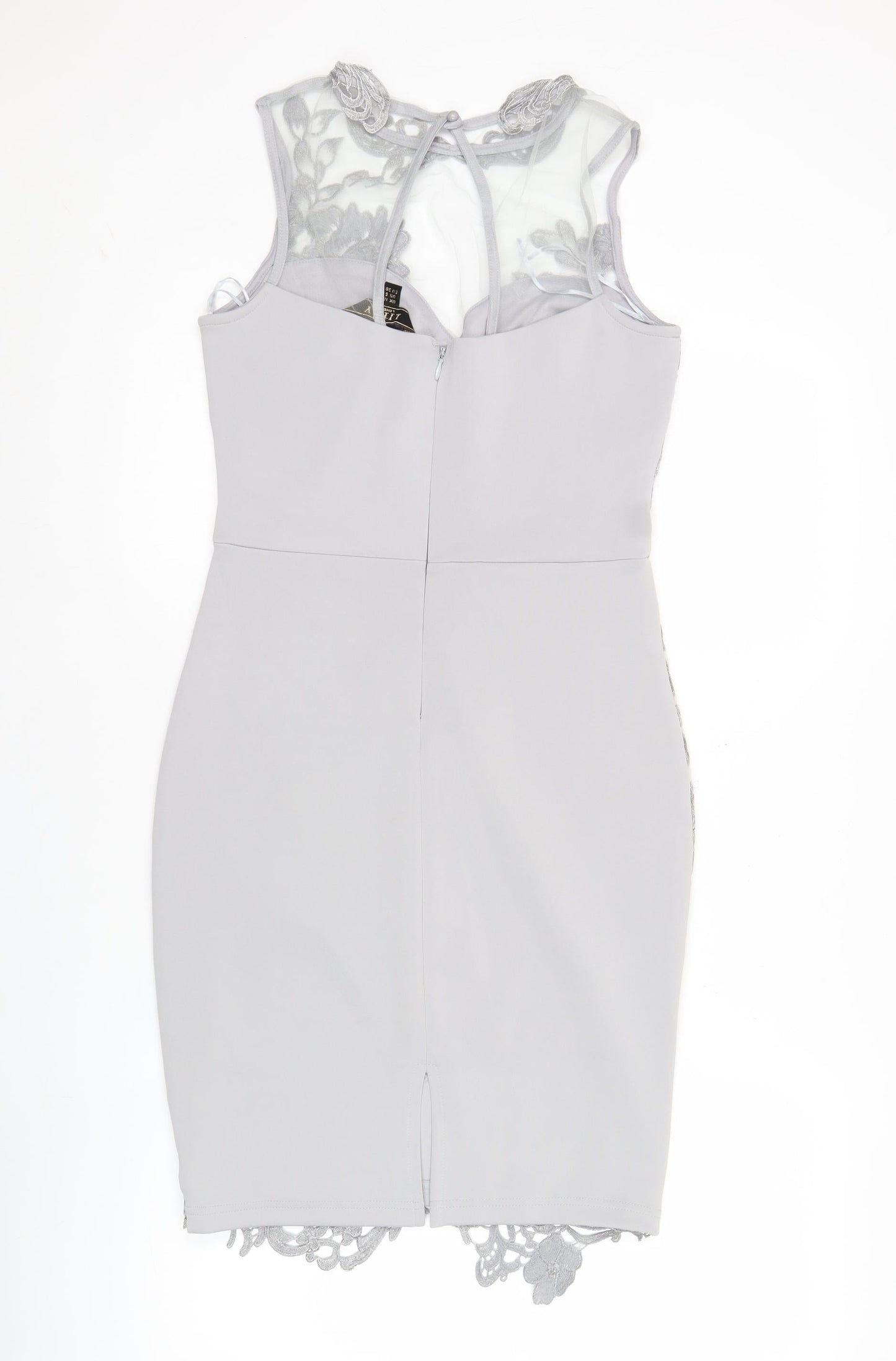 Liasy London Women’s Grey Lace Sheath Dress Size 10 Wedding Party