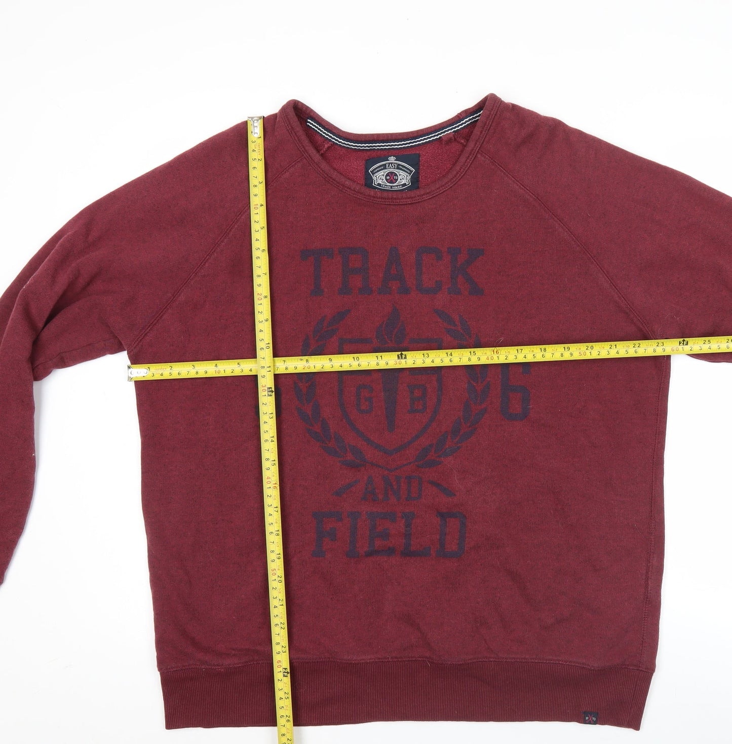 Easy Men’s XL Red Pullover Sweatshirt Track & Field Graphic Cotton Blend