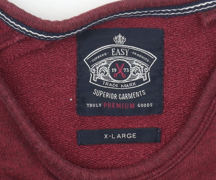 Easy Men’s XL Red Pullover Sweatshirt Track & Field Graphic Cotton Blend