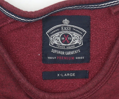 Easy Men’s XL Red Pullover Sweatshirt Track & Field Graphic Cotton Blend