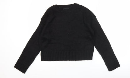 New Look Womens Black Knit Pullover Jumper Size S Crew Neck Long Sleeve