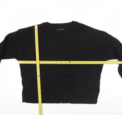 New Look Womens Black Knit Pullover Jumper Size S Crew Neck Long Sleeve