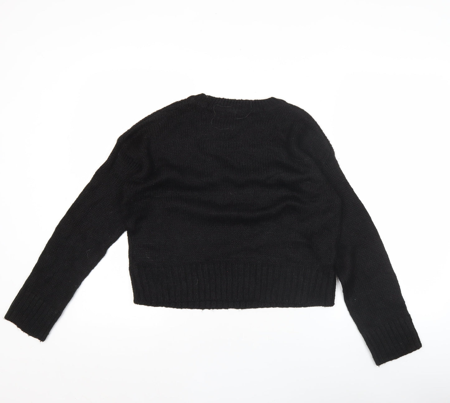 New Look Womens Black Knit Pullover Jumper Size S Crew Neck Long Sleeve