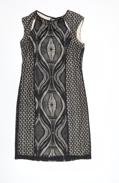 Wallis Women’s Black Lace Sheath Dress UK 10 Knee Length Party
