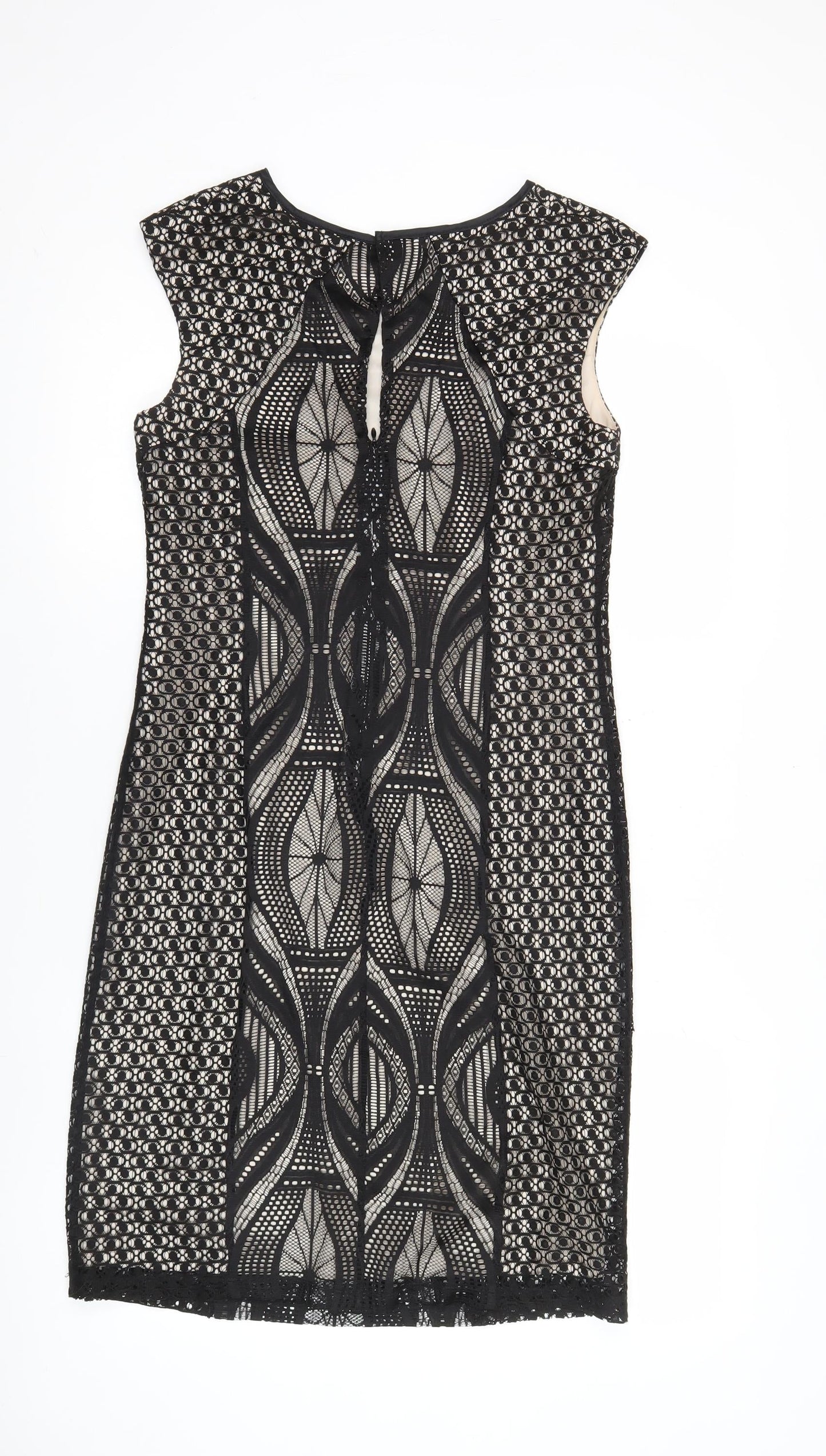 Wallis Women’s Black Lace Sheath Dress UK 10 Knee Length Party
