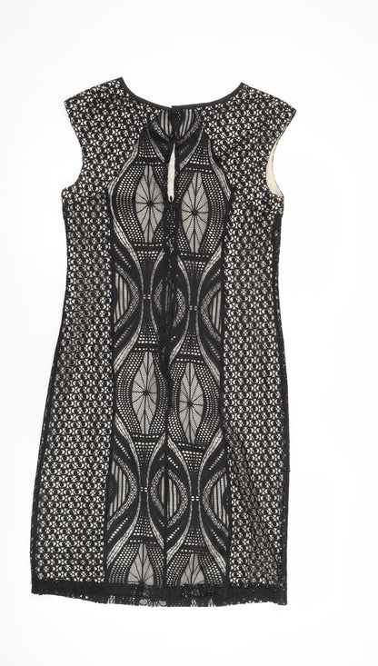 Wallis Women’s Black Lace Sheath Dress UK 10 Knee Length Party