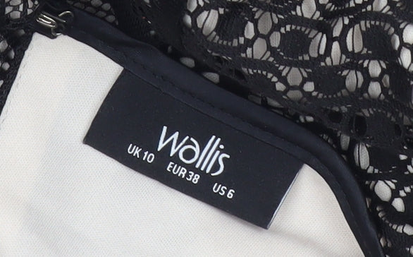 Wallis Women’s Black Lace Sheath Dress UK 10 Knee Length Party