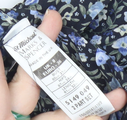 Marks and Spencer Womens Retro Floral Slip Midi Dress Size 8