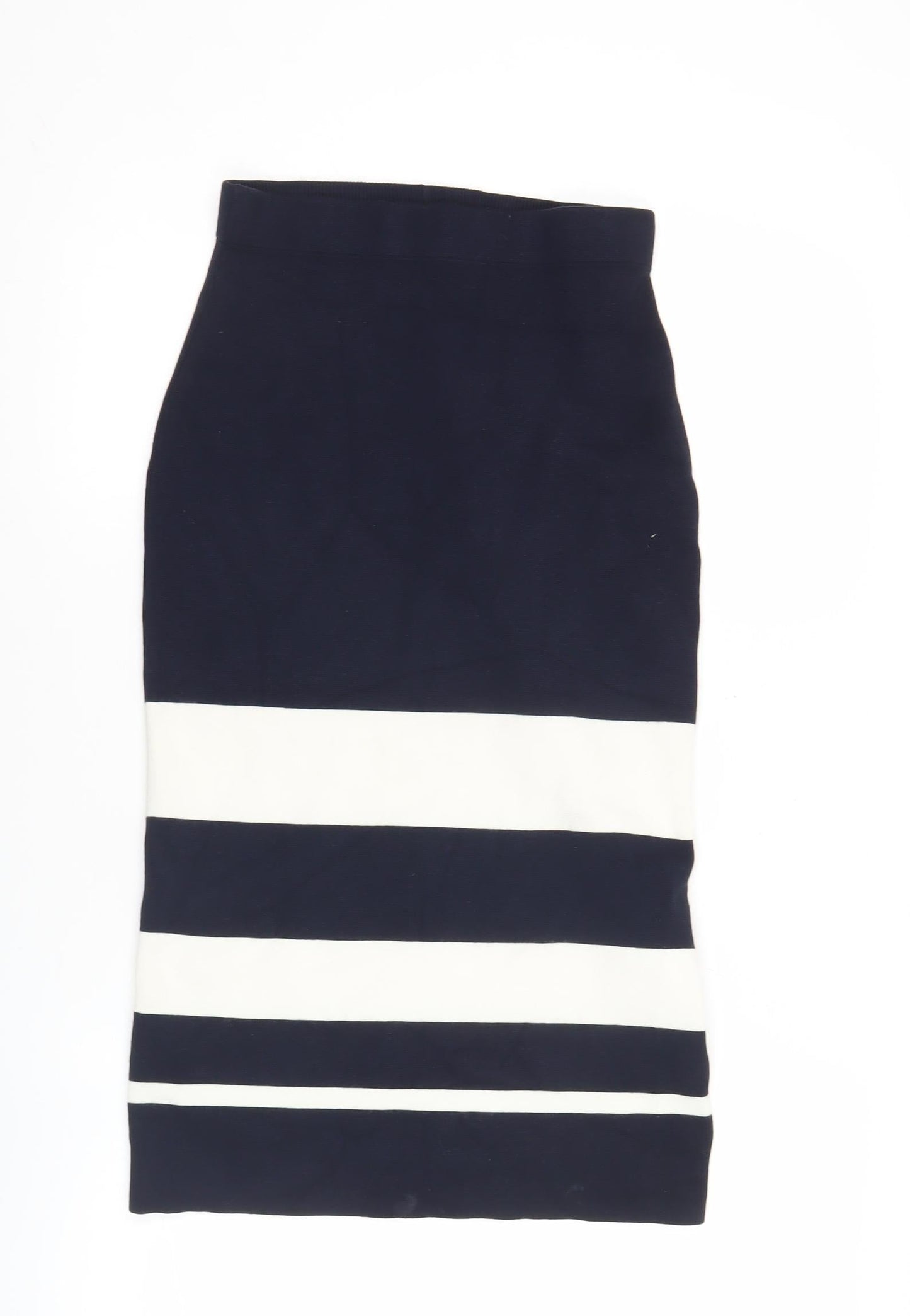 Ann Taylor Womens XS Black White Striped Pencil Skirt Workwear