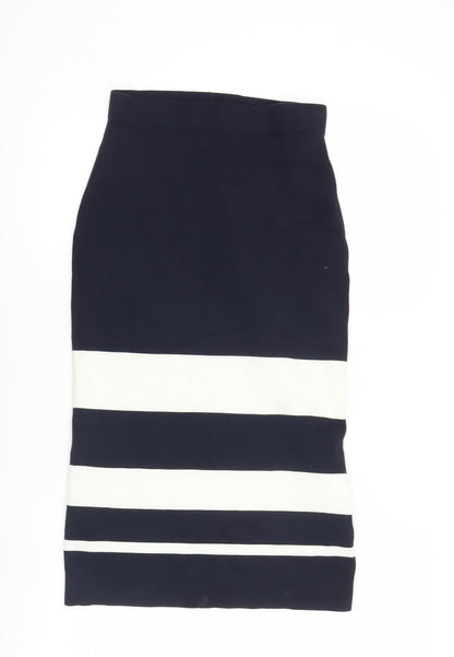 Ann Taylor Womens XS Black White Striped Pencil Skirt Workwear