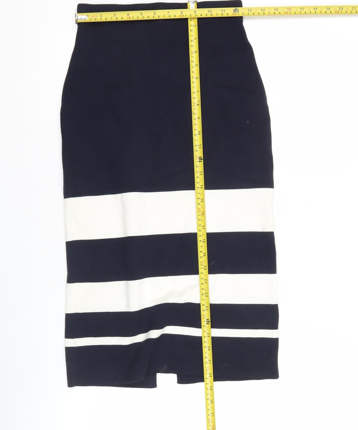 Ann Taylor Womens XS Black White Striped Pencil Skirt Workwear