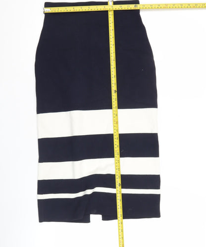 Ann Taylor Womens XS Black White Striped Pencil Skirt Workwear