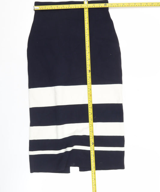 Ann Taylor Womens XS Black White Striped Pencil Skirt Workwear