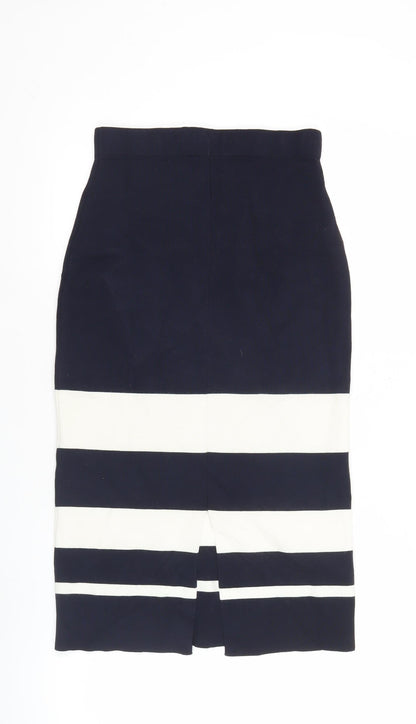 Ann Taylor Womens XS Black White Striped Pencil Skirt Workwear