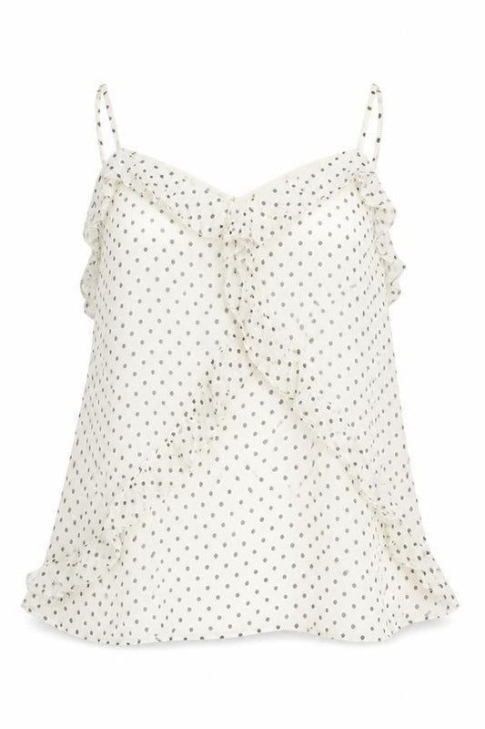 Marks and Spencer Womens Ivory Polka Dot Ruffle Camisole Blouse Size 24