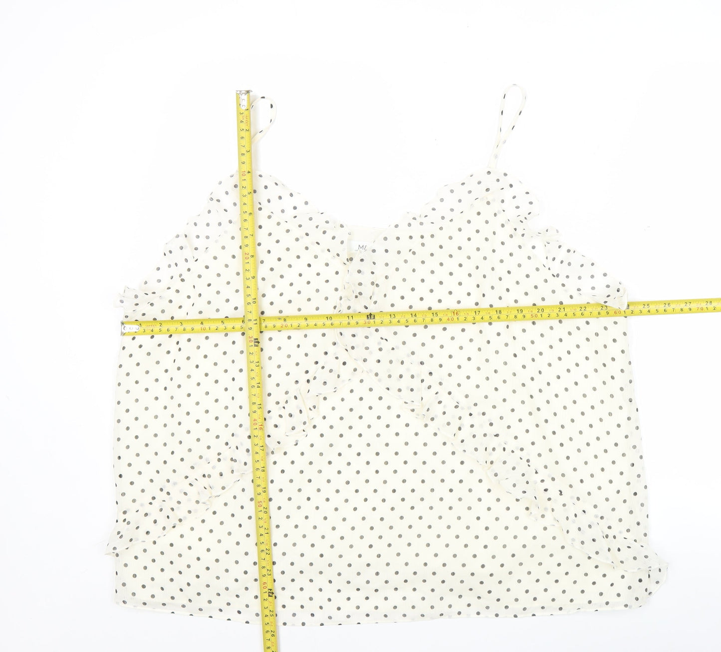 Marks and Spencer Womens Ivory Polka Dot Ruffle Camisole Blouse Size 24