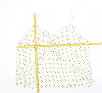 Marks and Spencer Womens Ivory Polka Dot Ruffle Camisole Blouse Size 24