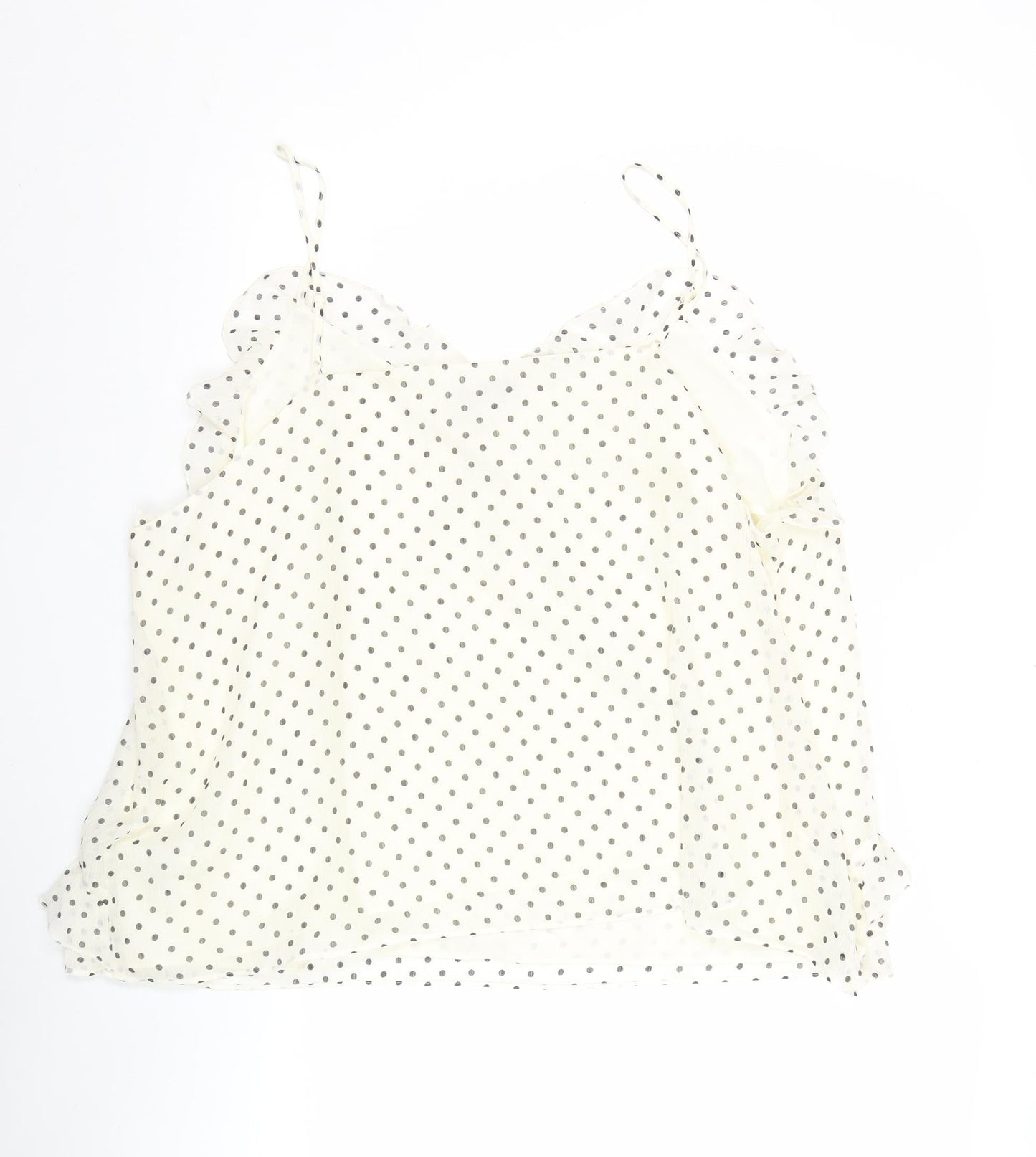 Marks and Spencer Womens Ivory Polka Dot Ruffle Camisole Blouse Size 24