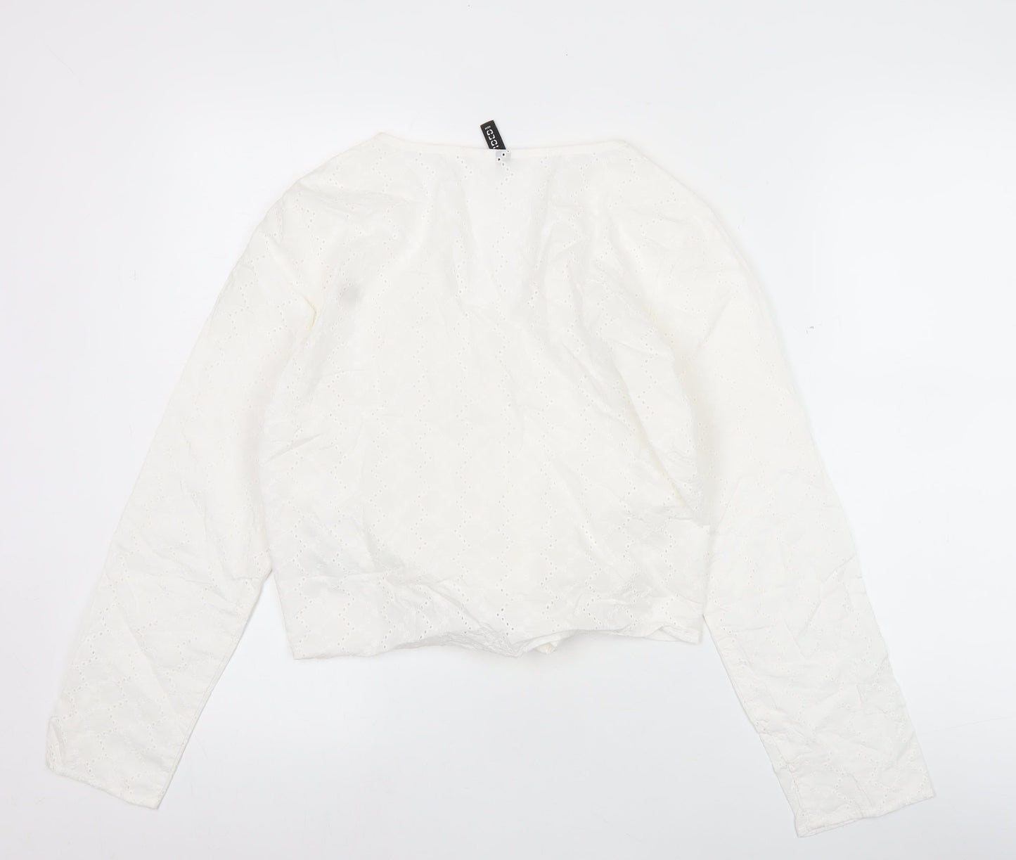 H&M Divided Women’s White Cotton Cropped Blouse UK 10 Long Sleeve