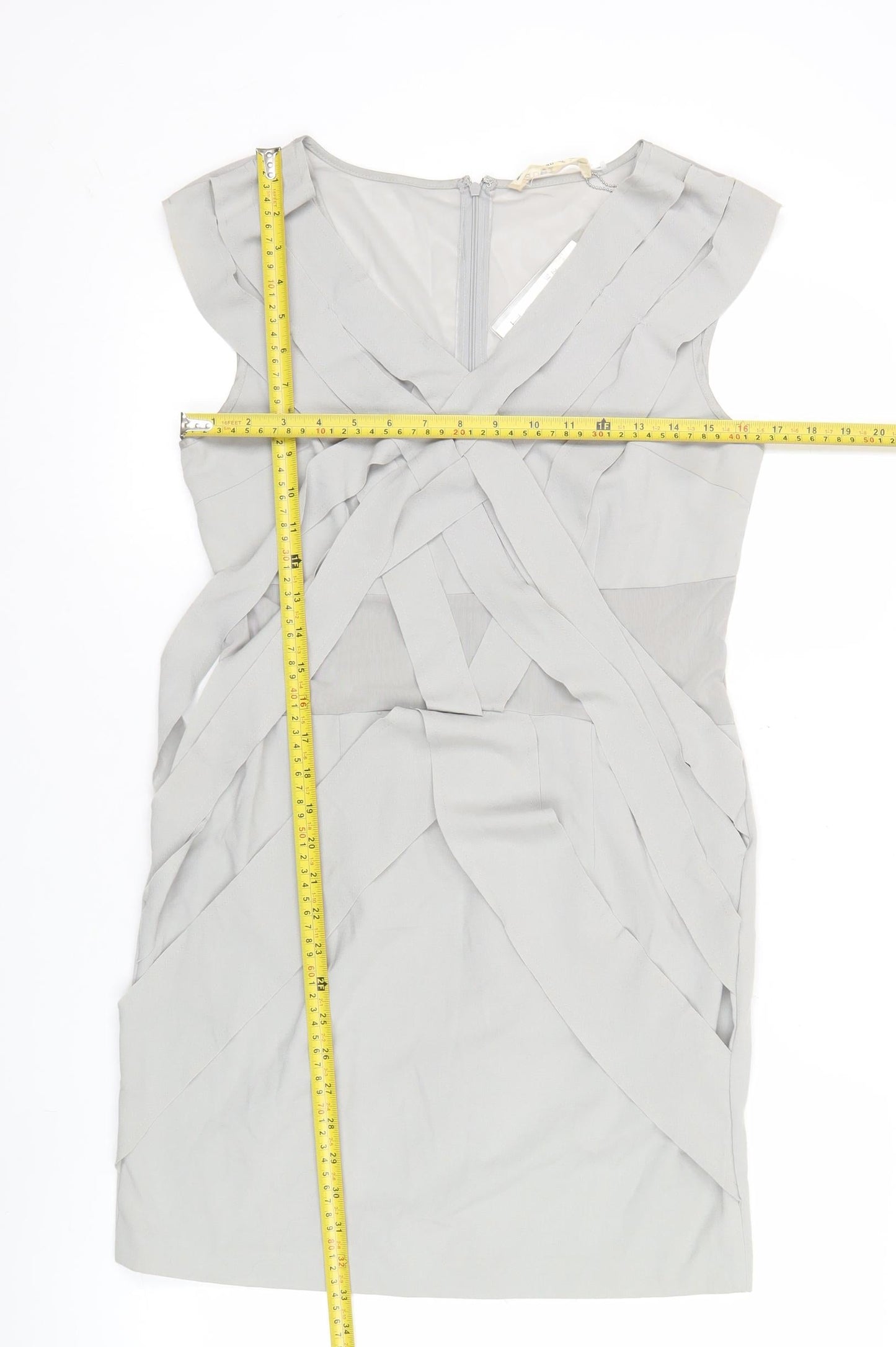 Label Lab Womens Grey Size 12 Sheath Knee Length Sleeveless Dress