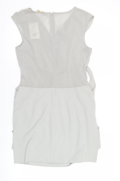 Label Lab Womens Grey Size 12 Sheath Knee Length Sleeveless Dress