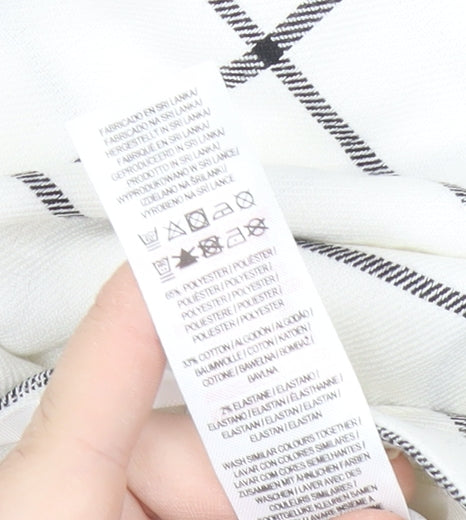 Primark Womens White Check Pleated Tapered Trousers Size 6