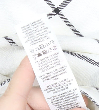 Primark Womens White Check Pleated Tapered Trousers Size 6