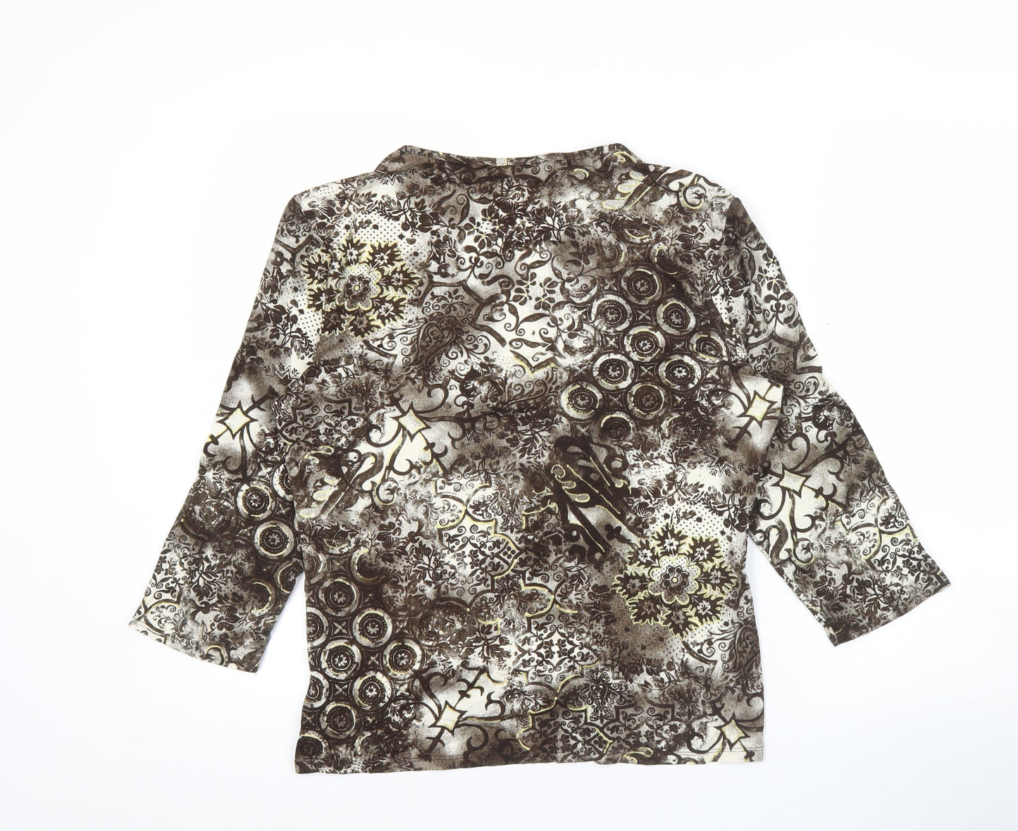 M&Co Womens Brown Floral Glitter Tunic Blouse Size 18 Viscose Stretch