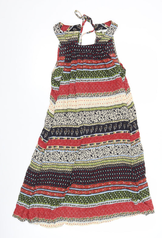 FatFace Womens Multicoloured Size 12 A-Line Halter Knee Length Dress