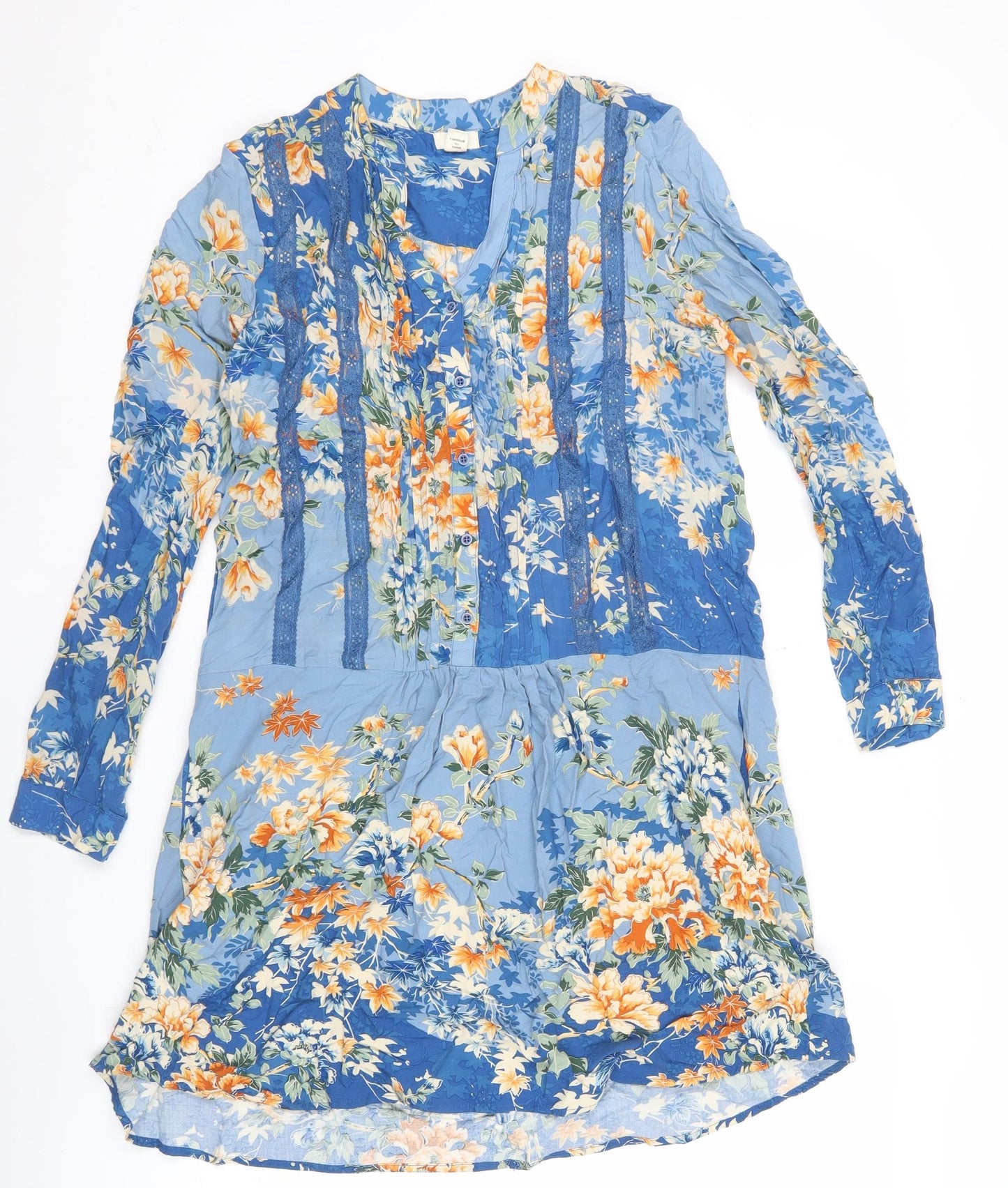 Tiny Women’s XS Blue Floral Viscose Knee Length A-Line Dress