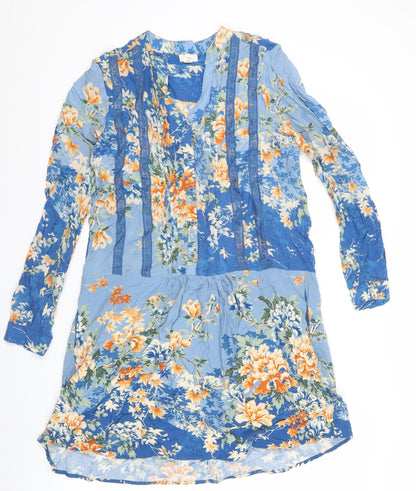 Tiny Women’s XS Blue Floral Viscose Knee Length A-Line Dress