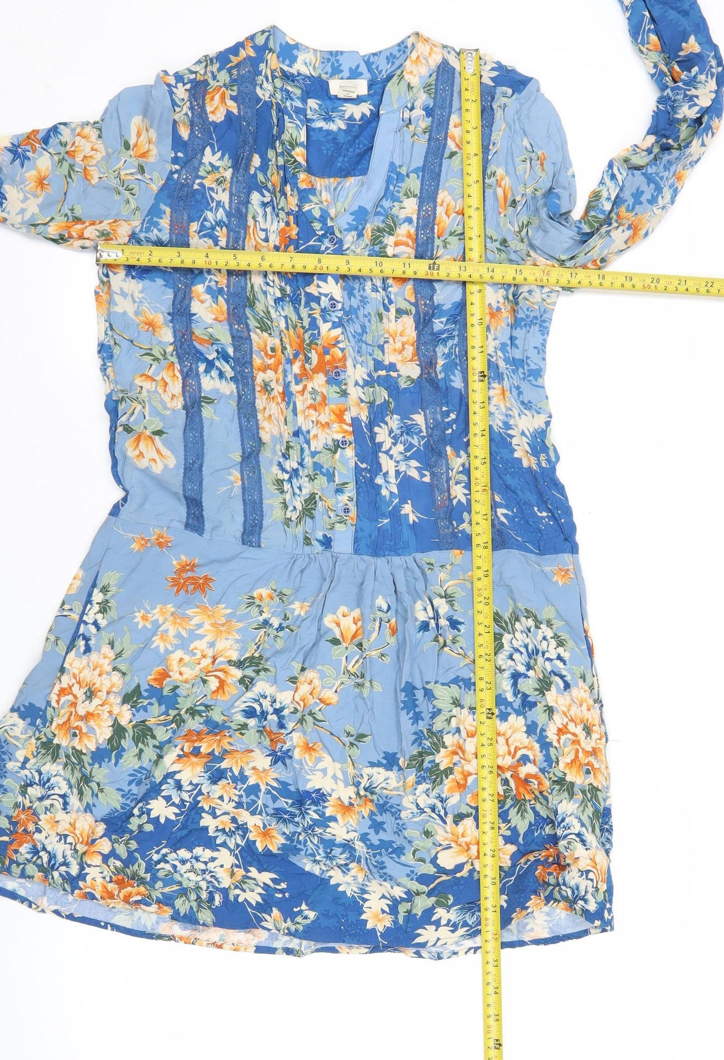 Tiny Women’s XS Blue Floral Viscose Knee Length A-Line Dress
