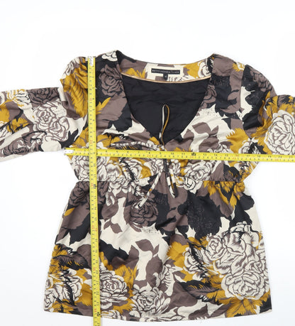 Betty Jackson Black Womens Multicoloured Floral Tunic Blouse Size 12