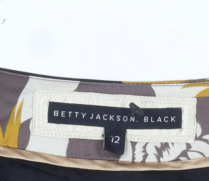 Betty Jackson Black Womens Multicoloured Floral Tunic Blouse Size 12