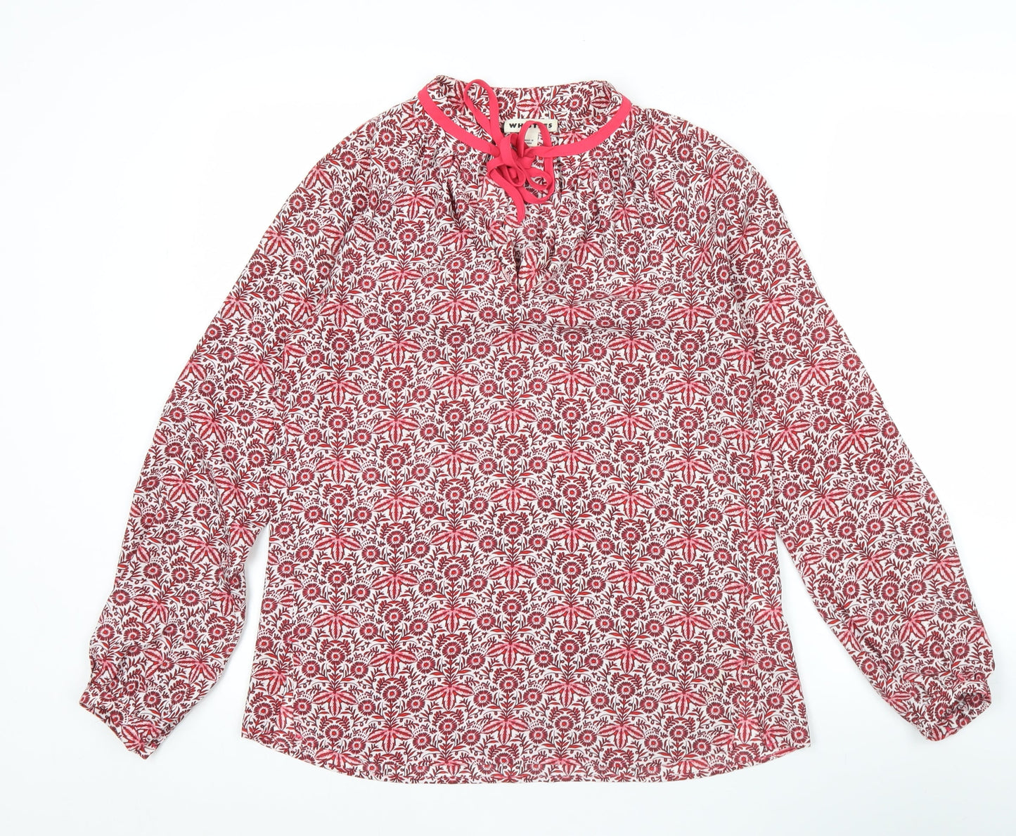 Whistles Womens Red Floral Long Sleeve Tunic Blouse Size 6