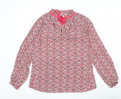 Whistles Womens Red Floral Long Sleeve Tunic Blouse Size 6
